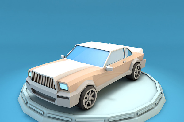 Cartoon Luxury Car Low Poly 3D Model