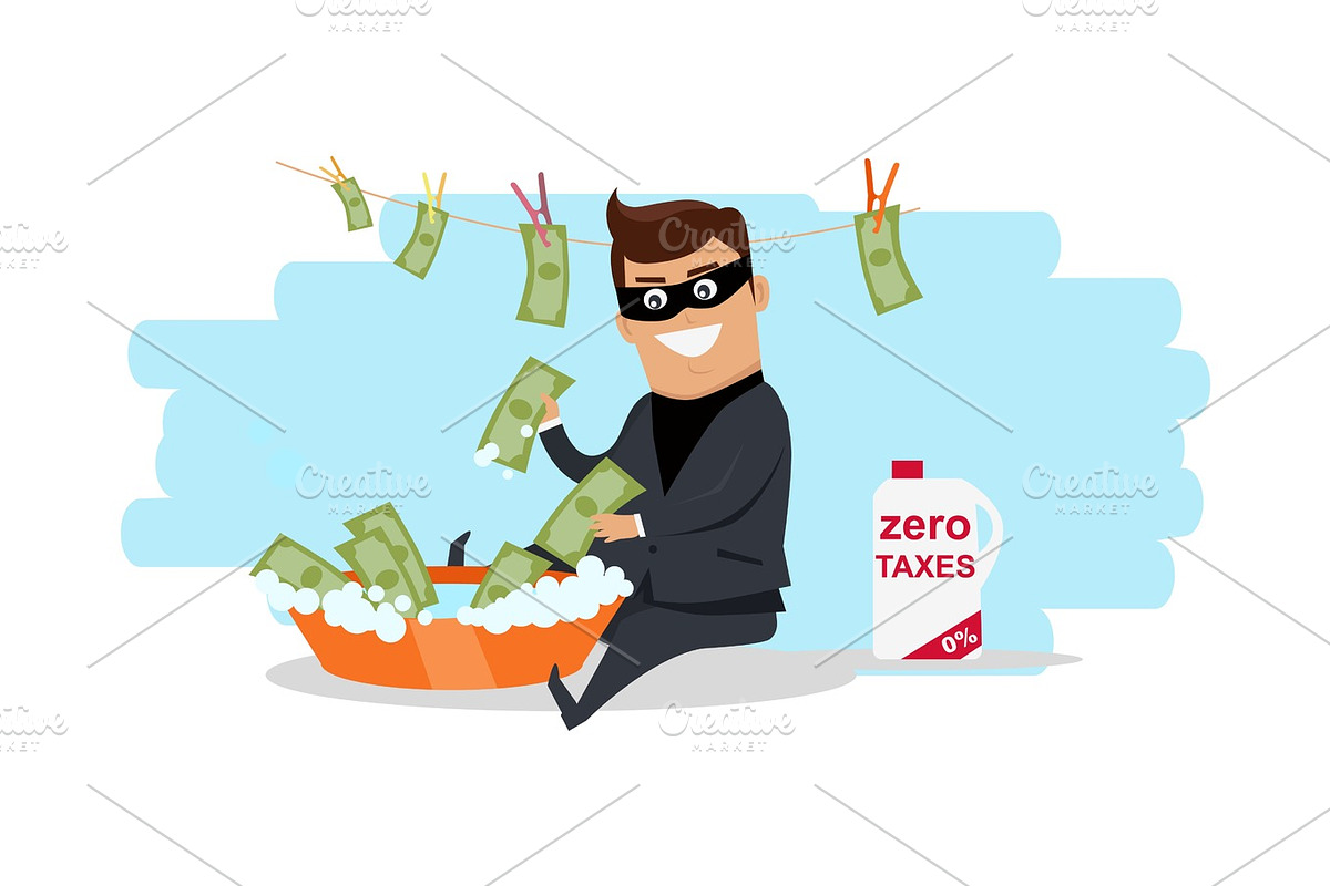 Money Laundering Concept Flat Design Vector in Illustrations - product preview 8