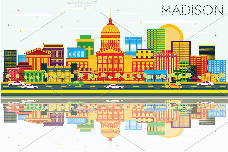 Madison Skyline in Illustrations - product preview 8