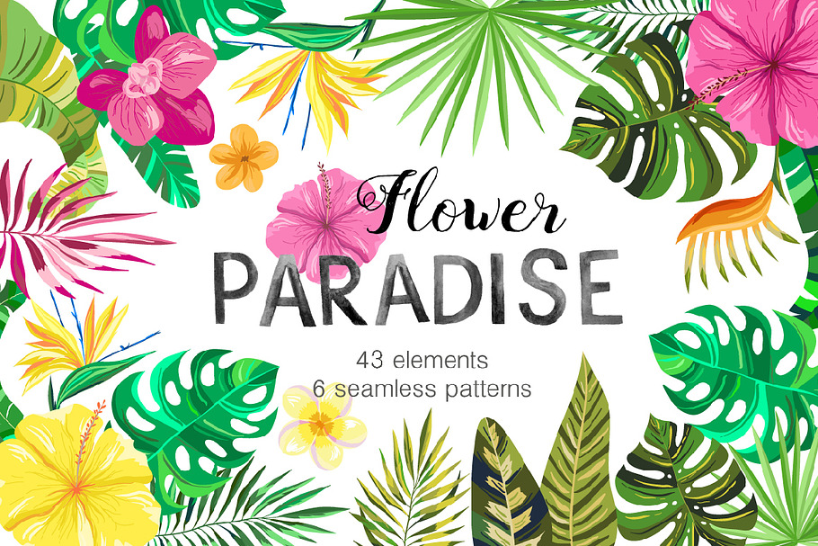 Vector Flower Paradise Set in Illustrations - product preview 8