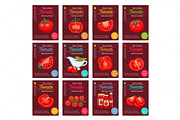 Tomato product sauce ketchup poster set.