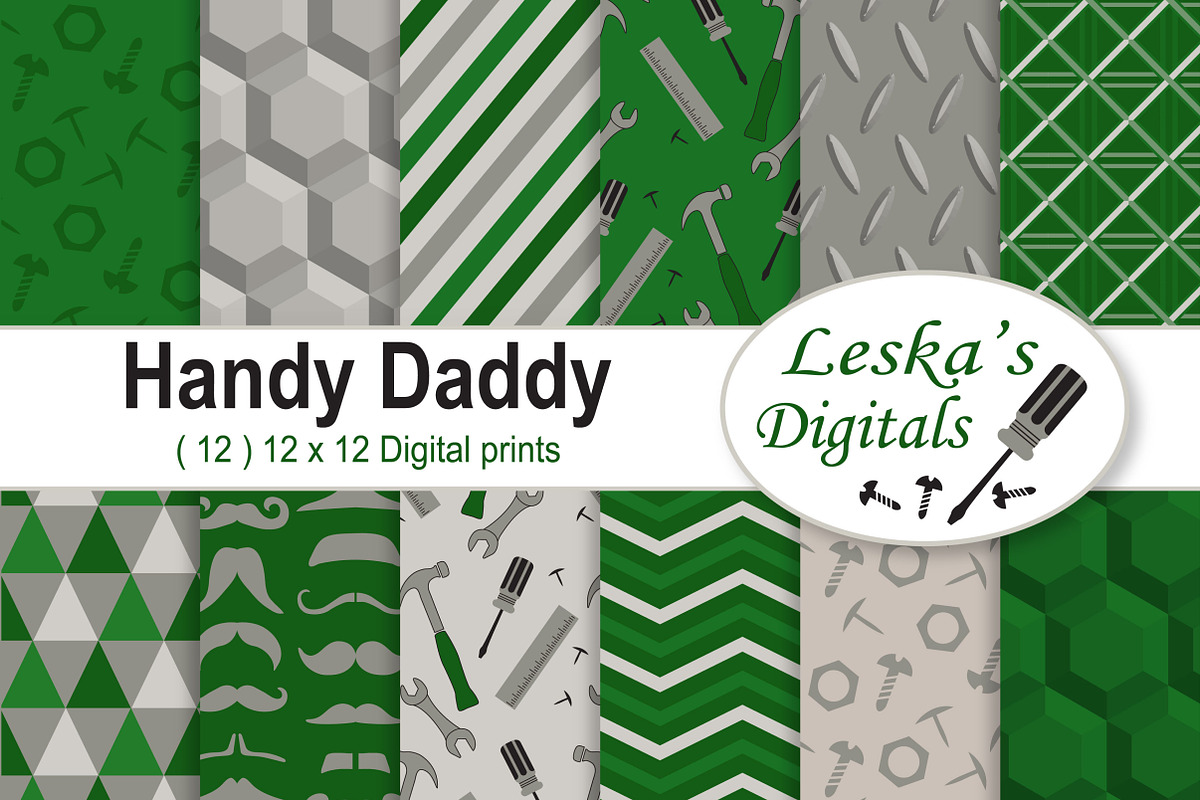 Father's Day Digital Paper - Green in Patterns - product preview 8