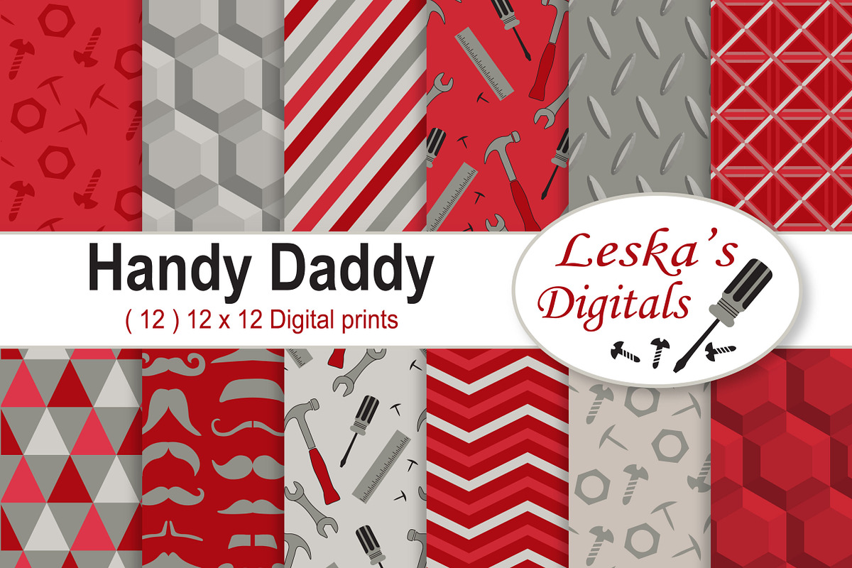 Father's Day Scrapbooking - Red in Patterns - product preview 8