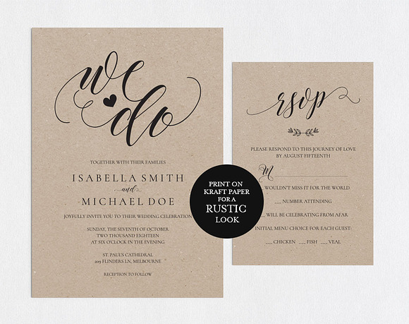 Wedding invitation set SHR140 in Wedding Templates - product preview 1