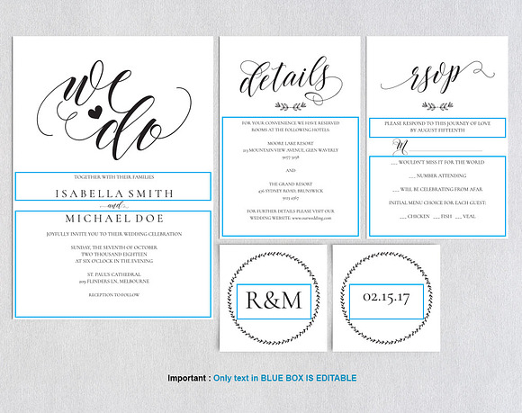 Wedding invitation set SHR140 in Wedding Templates - product preview 3