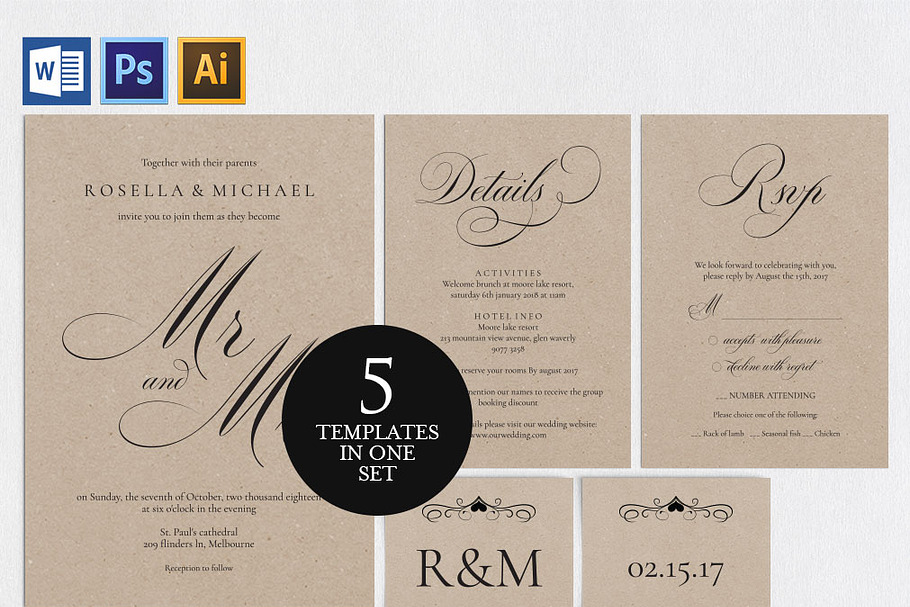 Wedding invitation set SHR141 in Wedding Templates - product preview 8