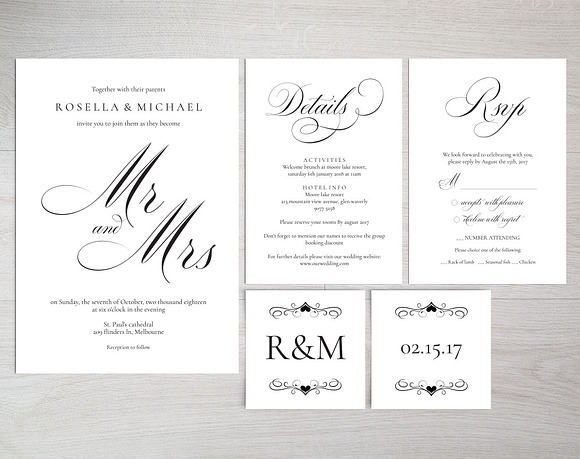 Wedding invitation set SHR141 in Wedding Templates - product preview 2