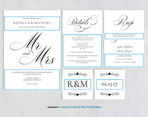 Wedding invitation set SHR141 in Wedding Templates - product preview 3