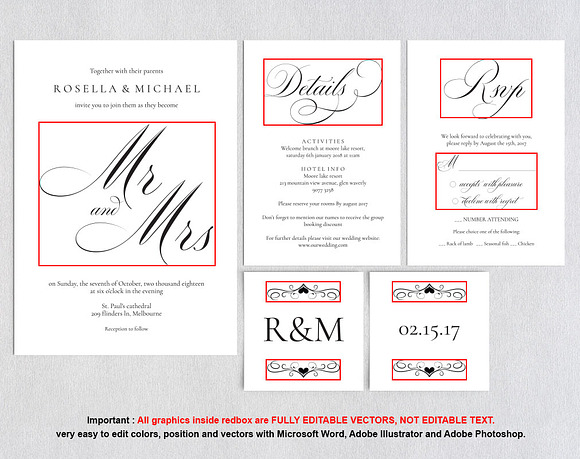 Wedding invitation set SHR141 in Wedding Templates - product preview 4