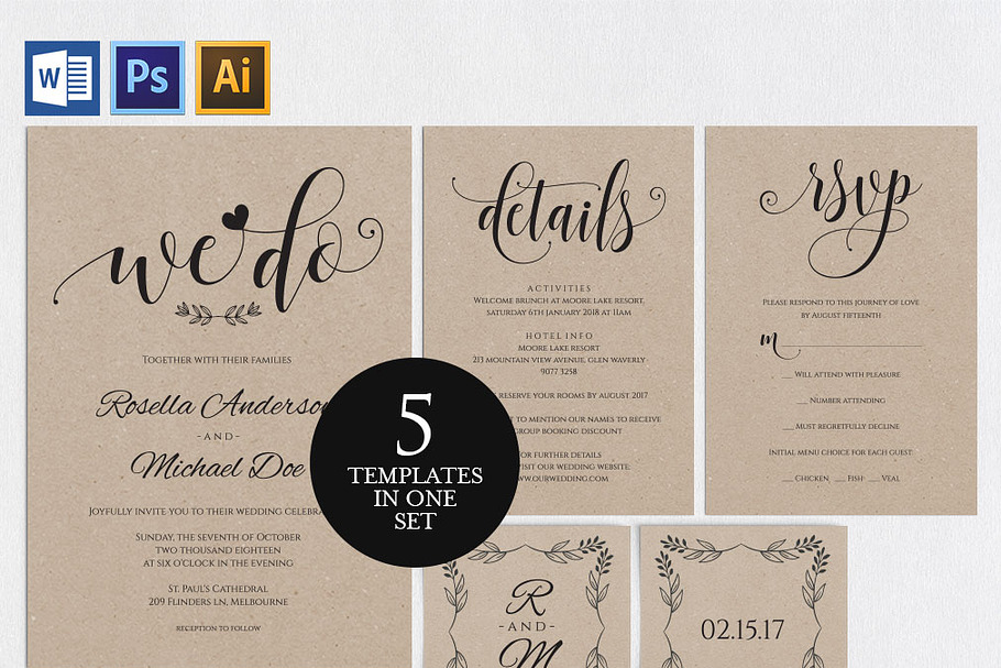 Wedding invitation set SHR142 in Wedding Templates - product preview 8
