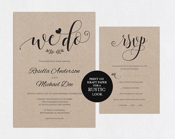 Wedding invitation set SHR142 in Wedding Templates - product preview 1
