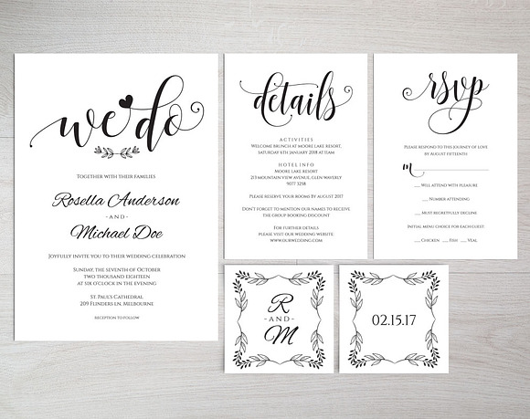 Wedding invitation set SHR142 in Wedding Templates - product preview 2