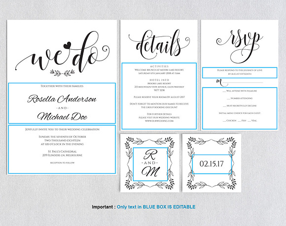 Wedding invitation set SHR142 in Wedding Templates - product preview 3