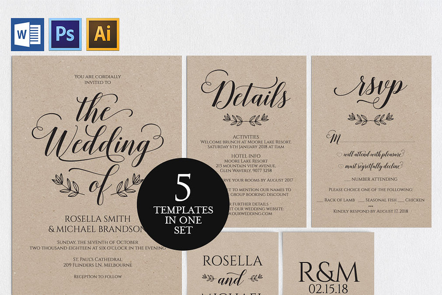Wedding invitation set SHR143 in Wedding Templates - product preview 8