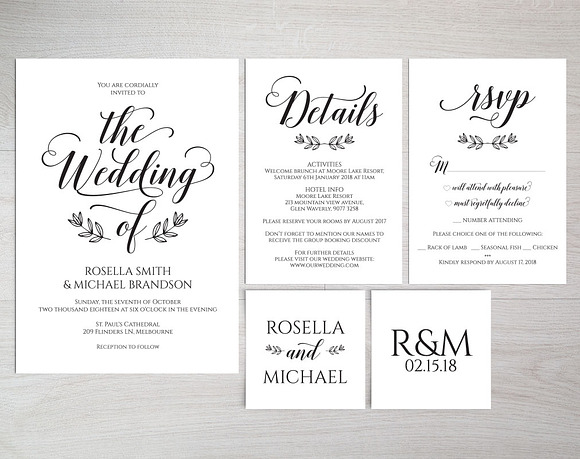 Wedding invitation set SHR143 in Wedding Templates - product preview 2