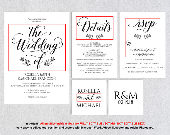 Wedding invitation set SHR143 in Wedding Templates - product preview 4