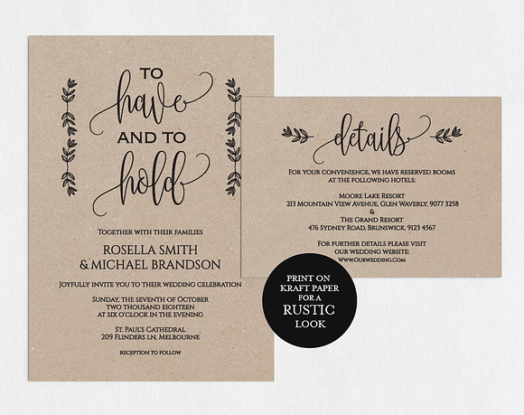 Wedding invitation set SHR144 in Wedding Templates - product preview 1