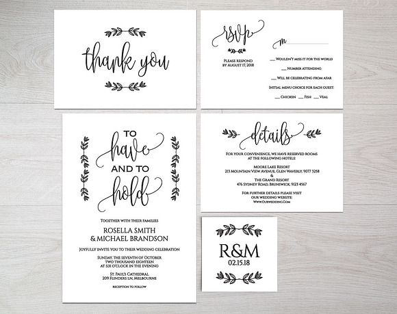 Wedding invitation set SHR144 in Wedding Templates - product preview 2