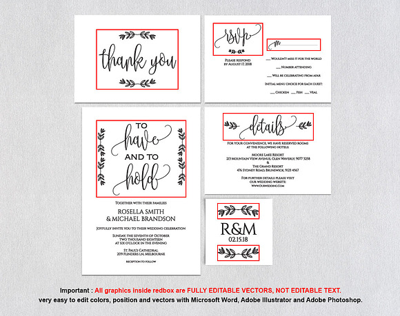 Wedding invitation set SHR144 in Wedding Templates - product preview 4