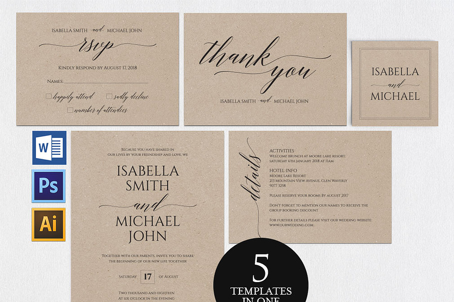 Wedding invitation set SHR145 in Wedding Templates - product preview 8