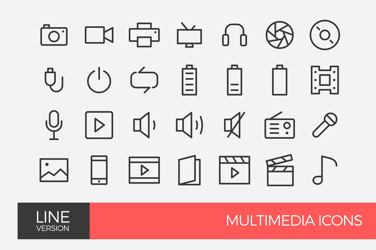 Multimedia Line Icon set in Movie Icons - product preview 8