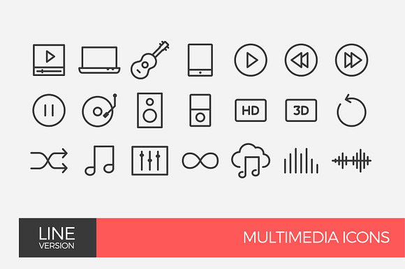 Multimedia Line Icon set in Movie Icons - product preview 1