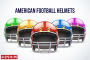 Set of American Football Helmets