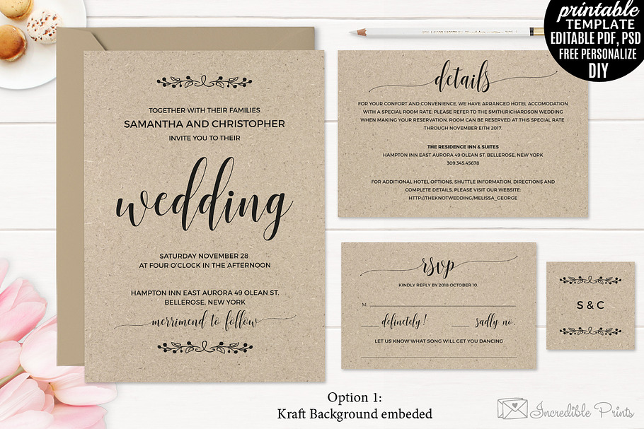 Kraft Paper Wedding Invitation Set in Wedding Templates - product preview 8