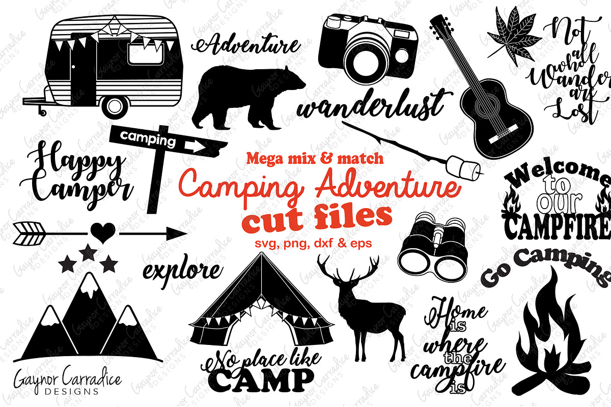 Camping silhouette collection in Illustrations - product preview 8