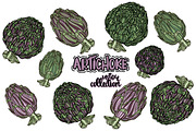 Artichoke vector collection