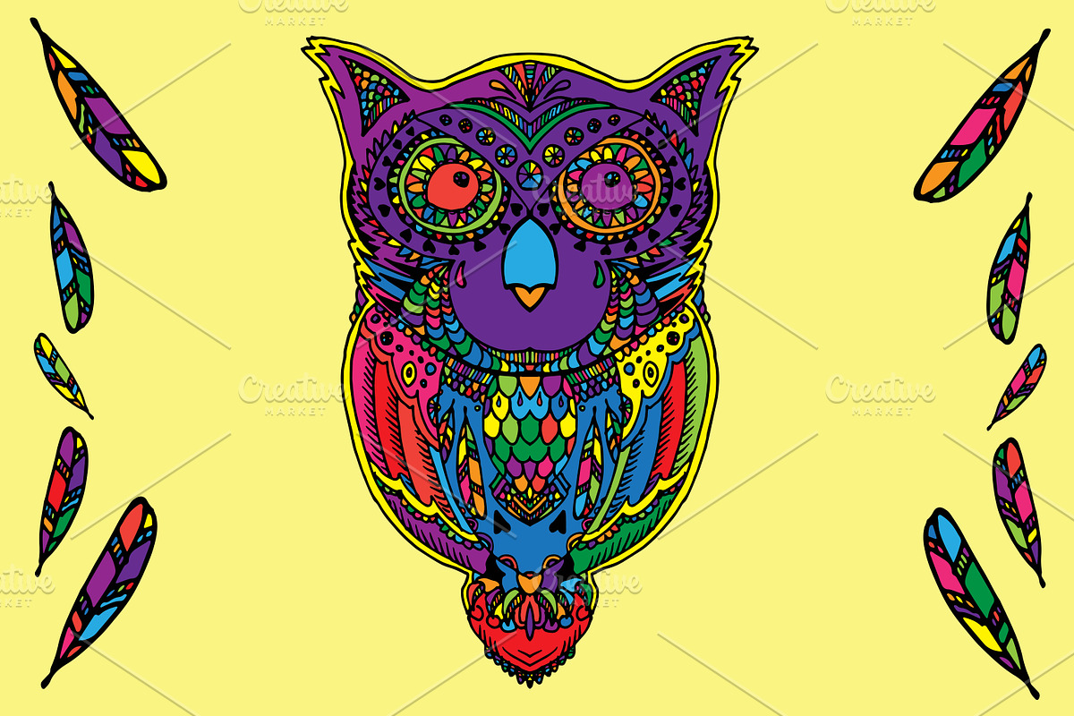 Decorative Vector Owl in Illustrations - product preview 8