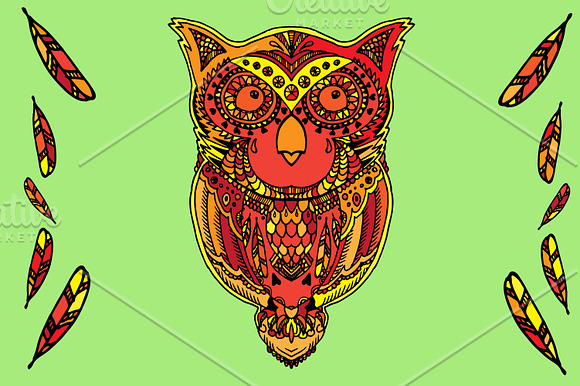 Decorative Vector Owl in Illustrations - product preview 1
