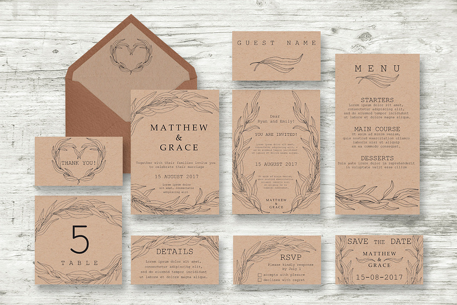 Wedding Vector Invitations Suite in Wedding Templates - product preview 8