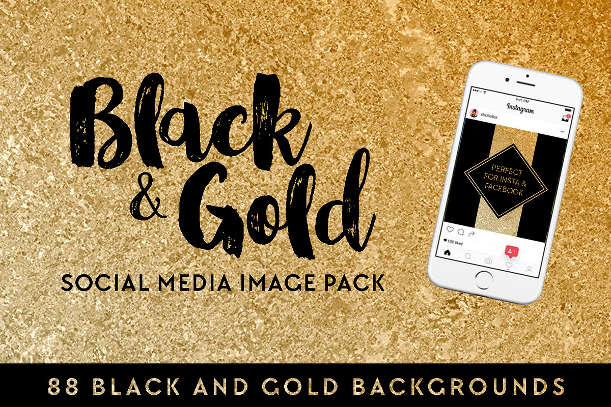 Black & Gold Social Media Image Pack in Social Media Templates - product preview 8