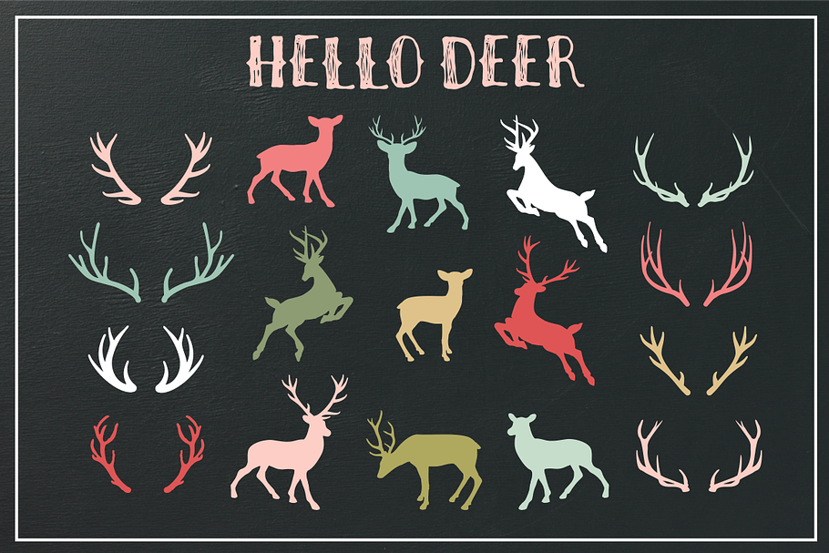 Deer and Antler Silhouettes