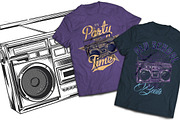 Boombox T-shirts And Poster Labels