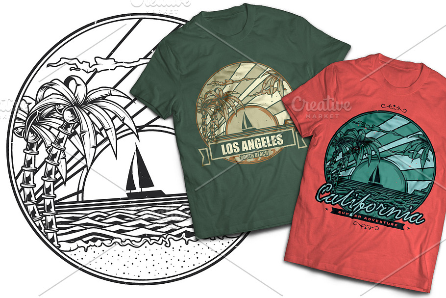 California T-shirt And Poster Labels in Illustrations - product preview 8
