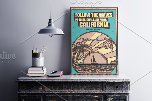 California T-shirt And Poster Labels in Illustrations - product preview 1