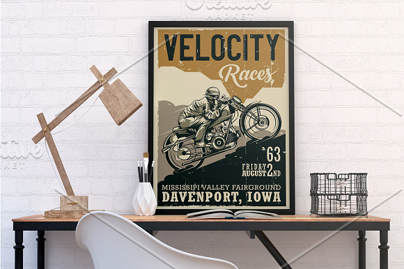 Motorcycle T-shirt And Poster Labels in Illustrations - product preview 3