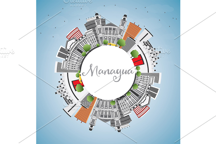 Managua Skyline in Illustrations - product preview 8