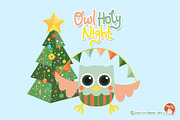 Owl Holy Night Digital Clipart