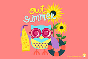 Owl Summer Digital Clipart