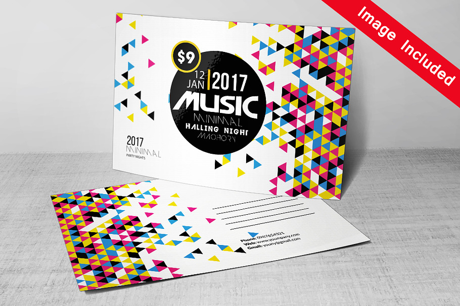 Futuristic Music Postcard Template in Postcard Templates - product preview 8