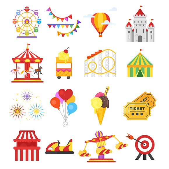 Amusement park icons in Infographic Icons - product preview 1