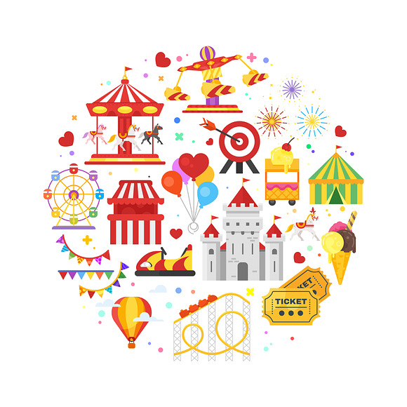 Amusement park icons in Infographic Icons - product preview 2