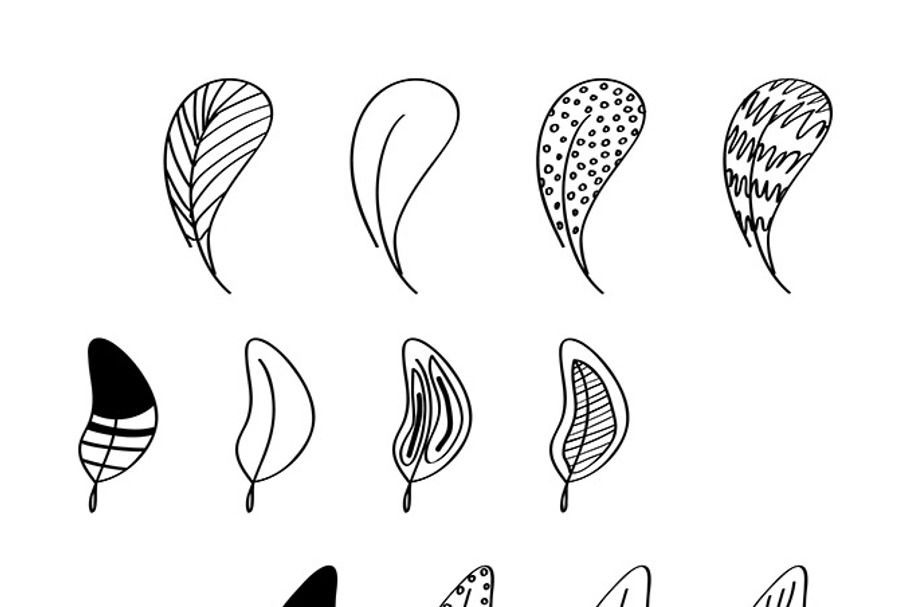 16 Doodle Feathers Clipart | Custom-Designed Illustrations ~ Creative ...