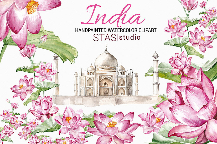 Taj Mahal Clipart Watercolor India