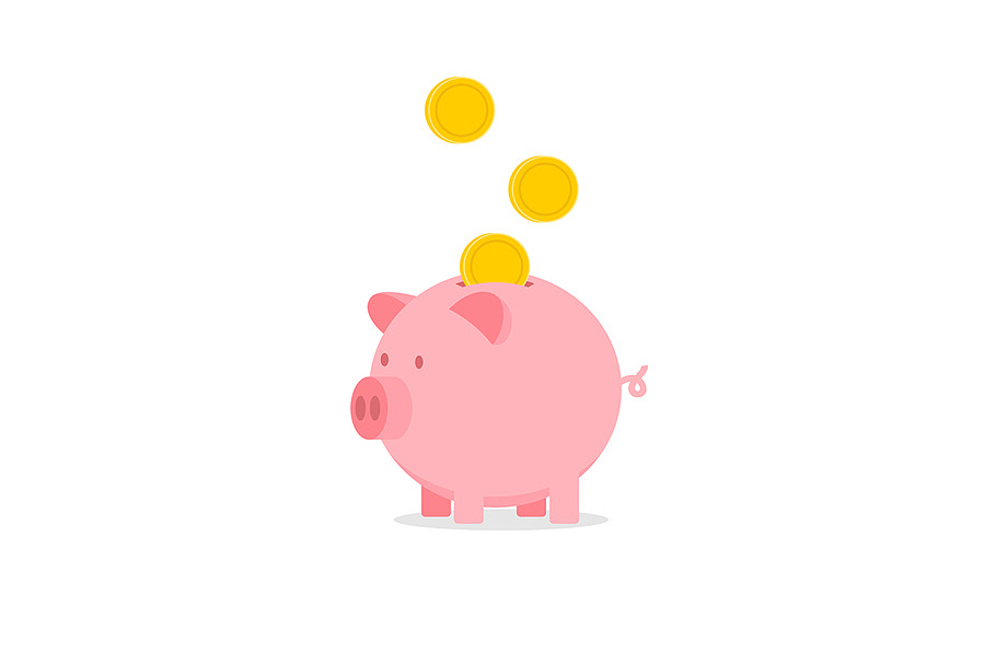 Piggy bank with falling coins in Illustrations - product preview 8