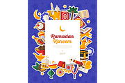 Ramadan Kareem Banner With Flat Sticker Icons