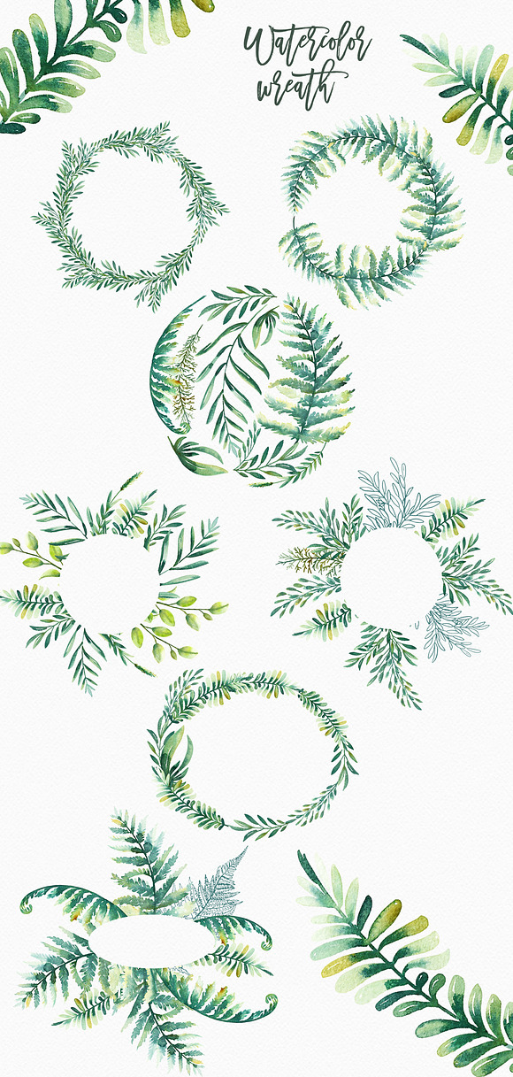 Watercolor Greenery in Illustrations - product preview 2